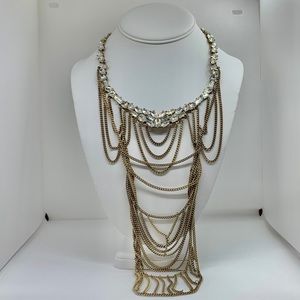 BaubleBar Brass and Crystal Choker Bib Necklace